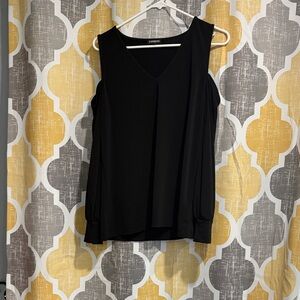 Express Black Cold-Shoulder V-Neck Top